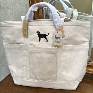 The Black Dog Cream Canvas Boat Tote with Pockets